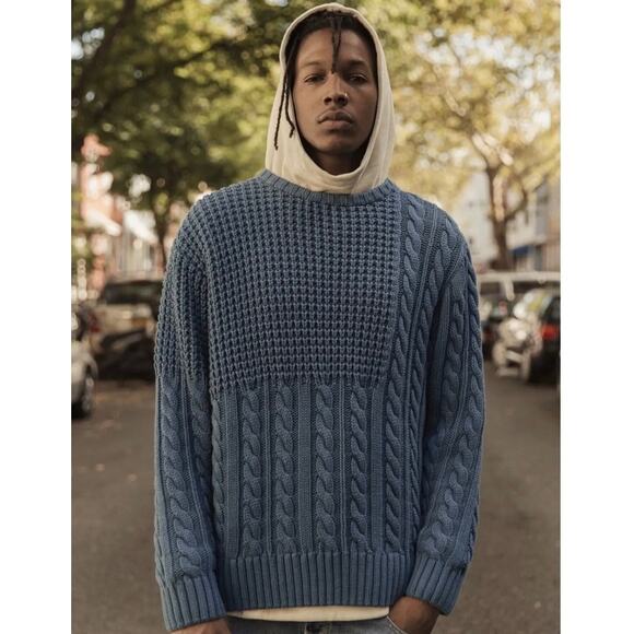 EUC Kith Wheatley Cable Knit Sweater Camel Brown XXL Cotton Crewneck Pullover - Picture 9 of 14